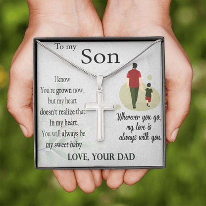 Son Necklace, Cross Necklace Gift For Son From Dad, Christian, Religious, Birthday Necklace Gifts For Son Rakva