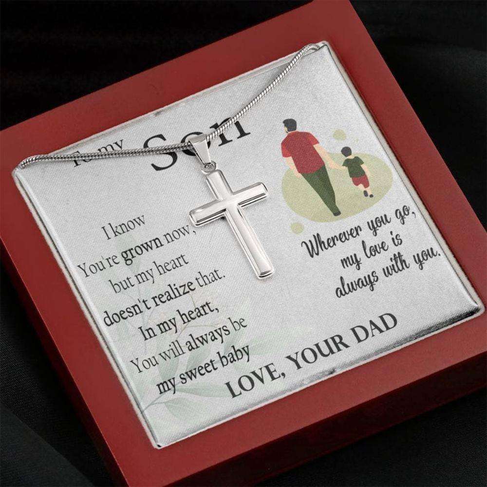 Son Necklace, Cross Necklace Gift For Son From Dad, Christian, Religious, Birthday Necklace Gifts For Son Rakva