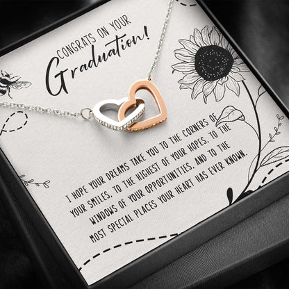 Son Necklace, Daughter Necklace, Congrat On Your Graduation Gift “ Graduation Gift Interlocking Heart Necklace Dughter's Day Rakva