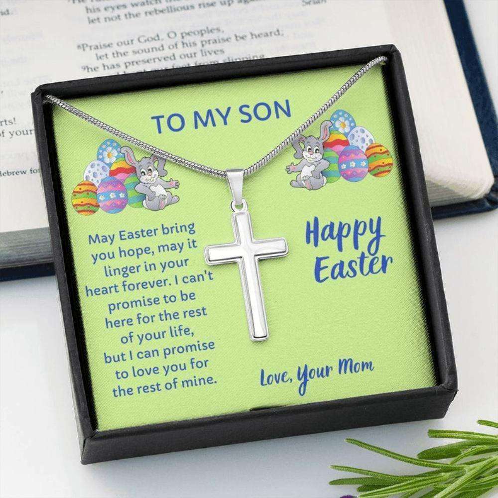 Son Necklace, Easter Gift For Son, Cross Necklace For Son From Mom, Message Card For Son Gifts For Son Rakva