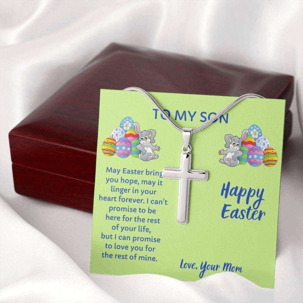 Son Necklace, Easter Gift For Son, Cross Necklace For Son From Mom, Message Card For Son Gifts For Son Rakva