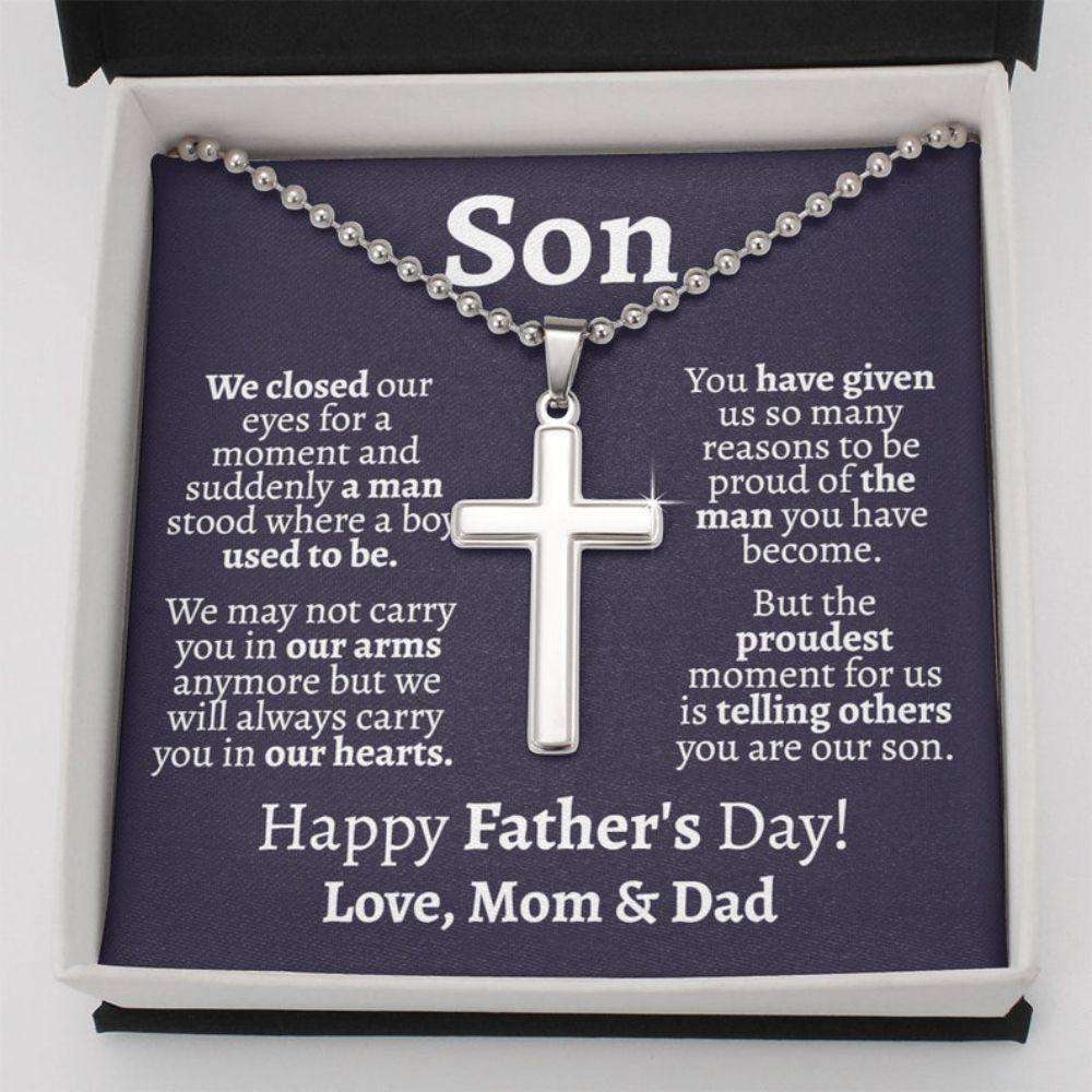 Son Necklace, Fathers Day Gift For Son, To Son From Mom Fathers Day Gift, Son Cross Necklace For Father’S Day Gifts For Son Rakva