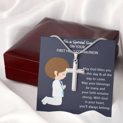 Son Necklace, Holy First Communion Gifts For Son, 1St Holy Communion, Cross Necklace For Son, Congratulations For Him, Baptism Gifts For Son Rakva