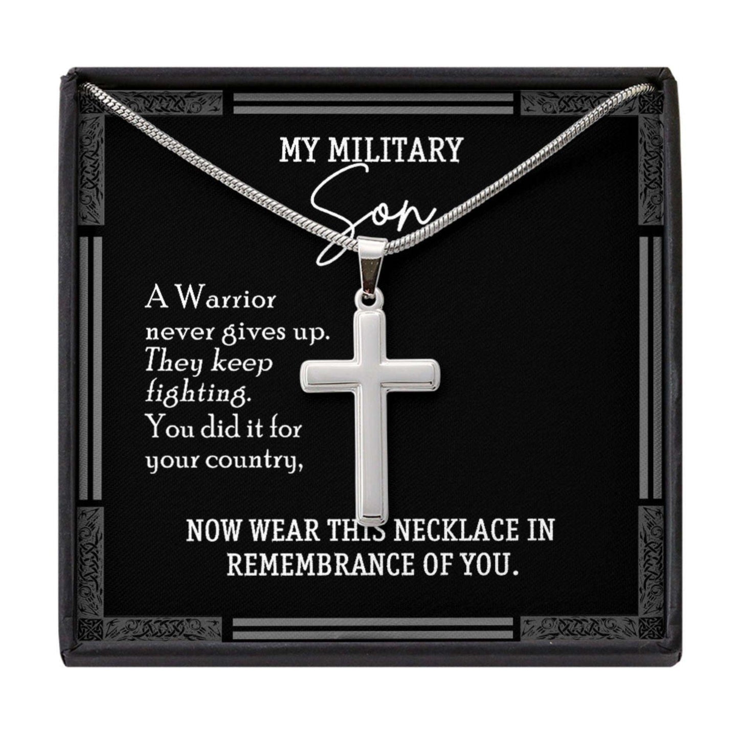 Son Necklace, Military Son Cross Pendant Necklace “ A Warrior For Son Cross Necklace Gift Gifts For Son Rakva