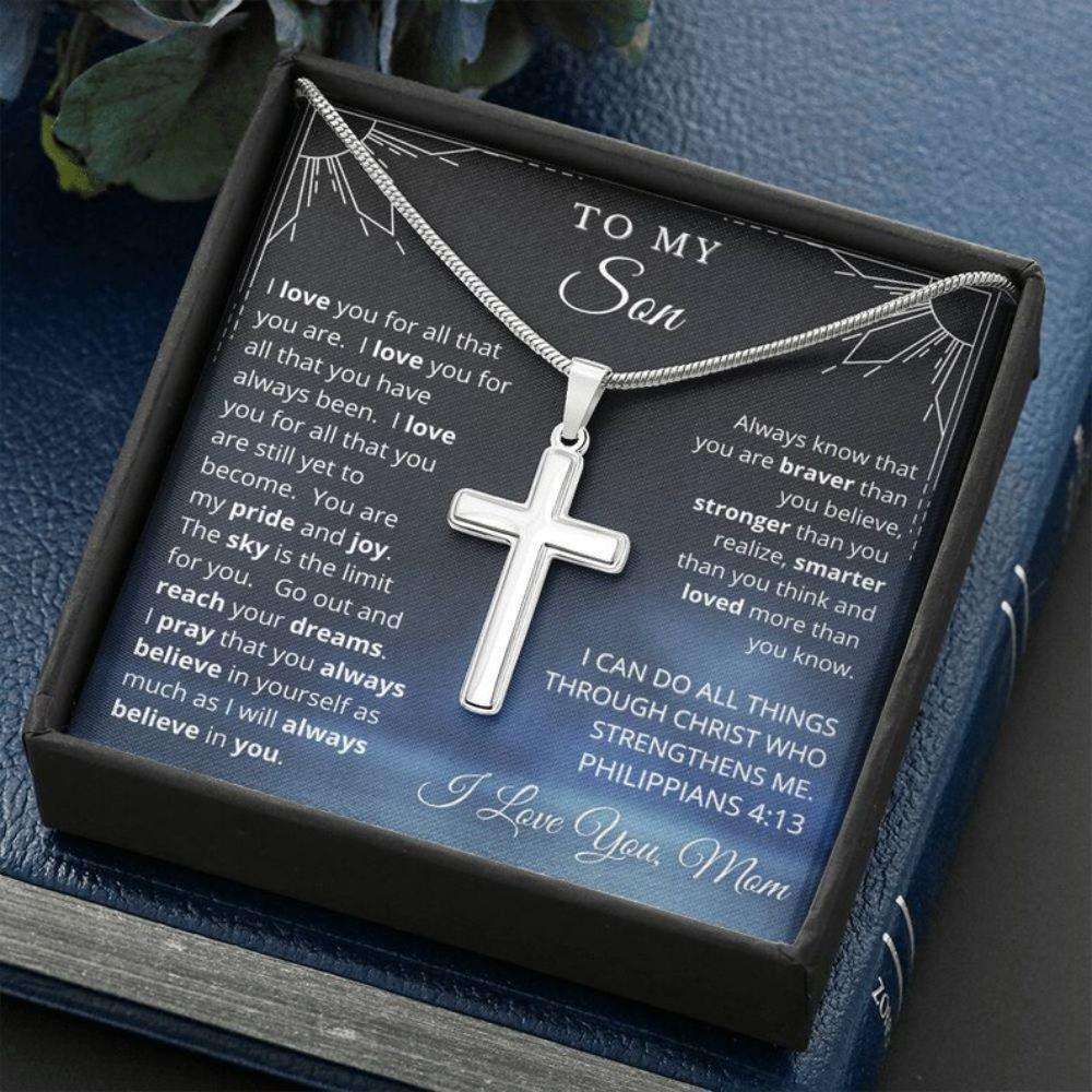 Son Necklace, To My Son Cross Necklace, Birthday Christmas Gift For Son From Mom Gifts For Son Rakva