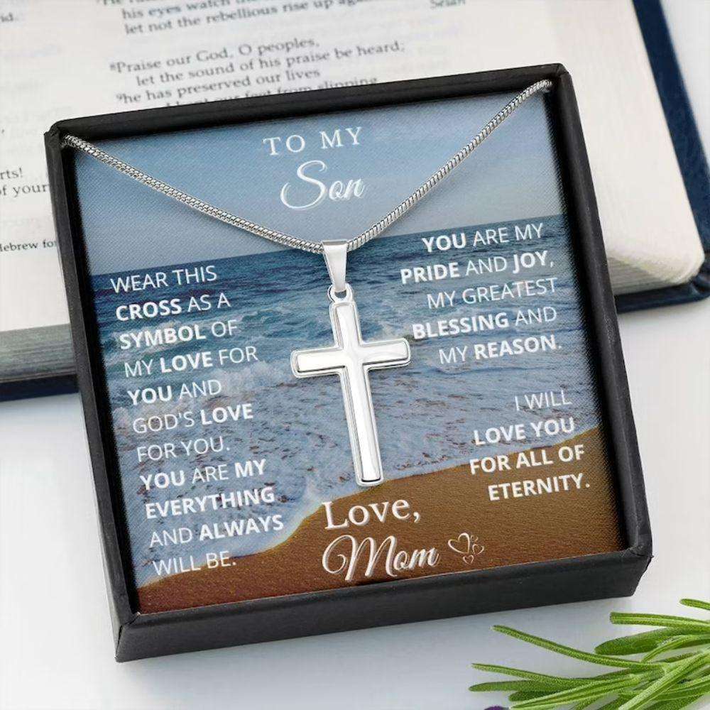 Son Necklace, To My Son Cross Necklace, Birthday Christmas Gift For Son From Mom Gifts For Son Rakva