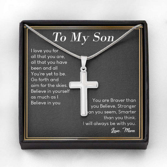 Son Necklace To My Son, Gift For Son From Mom “ Cross Necklace V2 Gifts For Son Rakva