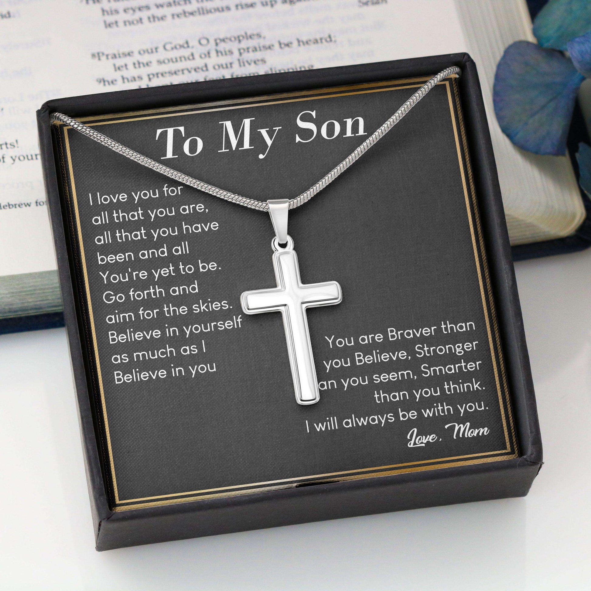 Son Necklace To My Son, Gift For Son From Mom “ Cross Necklace V2 Gifts For Son Rakva