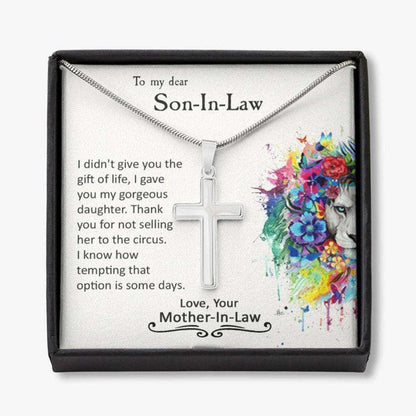 Son Necklace, To My Son-In-Law Cross Necklace, Son-In-Law Birthday Gift, Funny Gift For Son-In-Law Gifts For Son Rakva