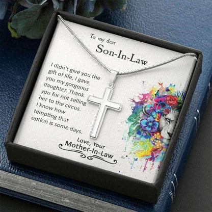 Son Necklace, To My Son-In-Law Cross Necklace, Son-In-Law Birthday Gift, Funny Gift For Son-In-Law Gifts For Son Rakva