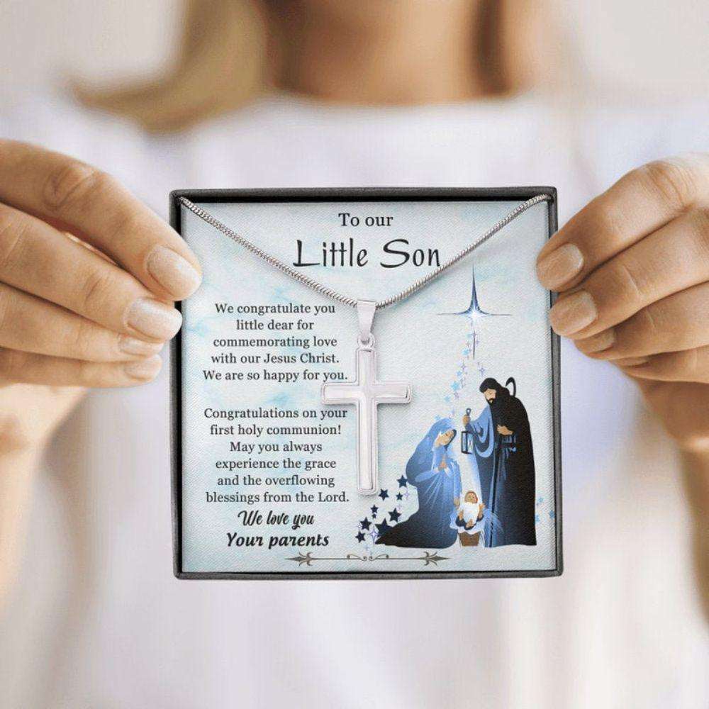 Son Necklace, To Our Little Son Necklace “ Frist Holy Communion Gift For Boys Gifts For Goddaughter / Godson Necklace Rakva