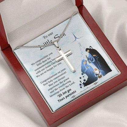 Son Necklace, To Our Little Son Necklace “ Frist Holy Communion Gift For Boys Gifts For Goddaughter / Godson Necklace Rakva