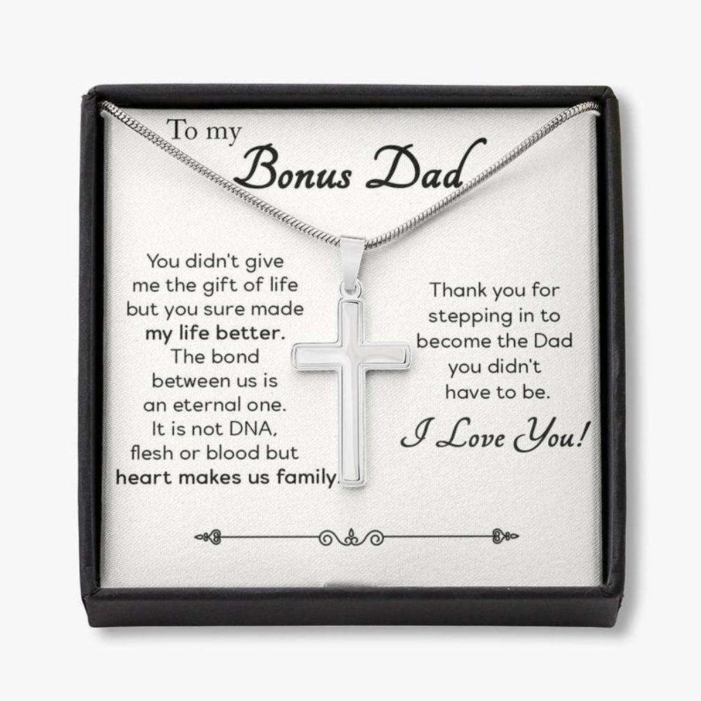 Stepdad Necklace, Bonus Dad Gift, Gift For Stepdad, Father’S Day Stepdaddy Gift, Fathers Day Necklace For Stepdad, Stepdad Cross Necklace. Father's Day Rakva