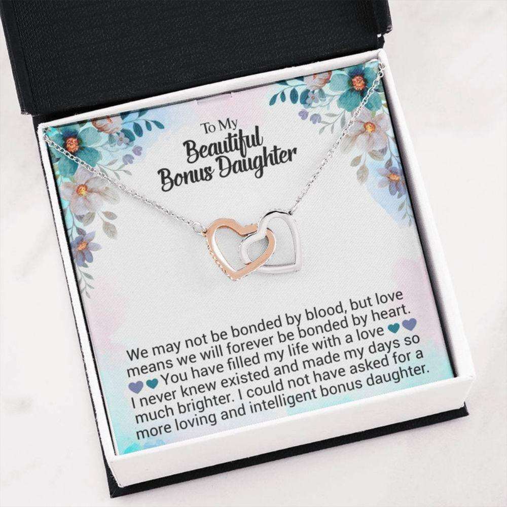 Stepdaughter Necklace, Bonus Daughter Gift “ Best Bonus Daughter “ Christmas Necklace “ Sentimental Card “ Family Love Gift Dughter's Day Rakva