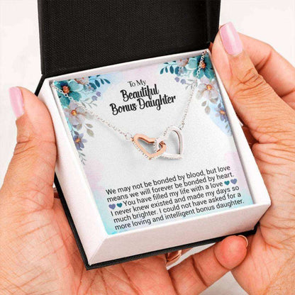 Stepdaughter Necklace, Bonus Daughter Gift “ Best Bonus Daughter “ Christmas Necklace “ Sentimental Card “ Family Love Gift Dughter's Day Rakva