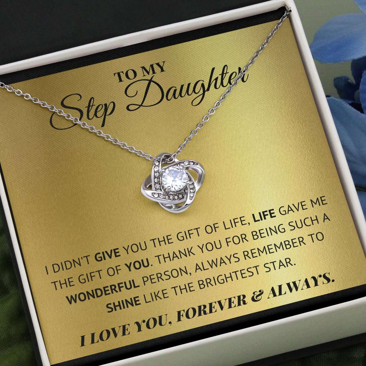 Stepdaughter Necklace, Gift For Stepdaughter From Dad Love Knot Necklace Dughter's Day Rakva