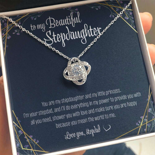 Stepdaughter Necklace, To My Beautiful Step Daughter Love Knot Necklace Present For Stepdaughter From Stepfather Gifts For Daughter Rakva