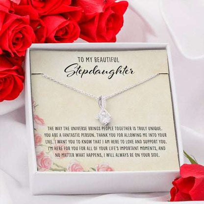 Stepdaughter Necklace, To My Beautiful Stepdaughter “ Alluring Beauty Necklace Gifts For Daughter Rakva