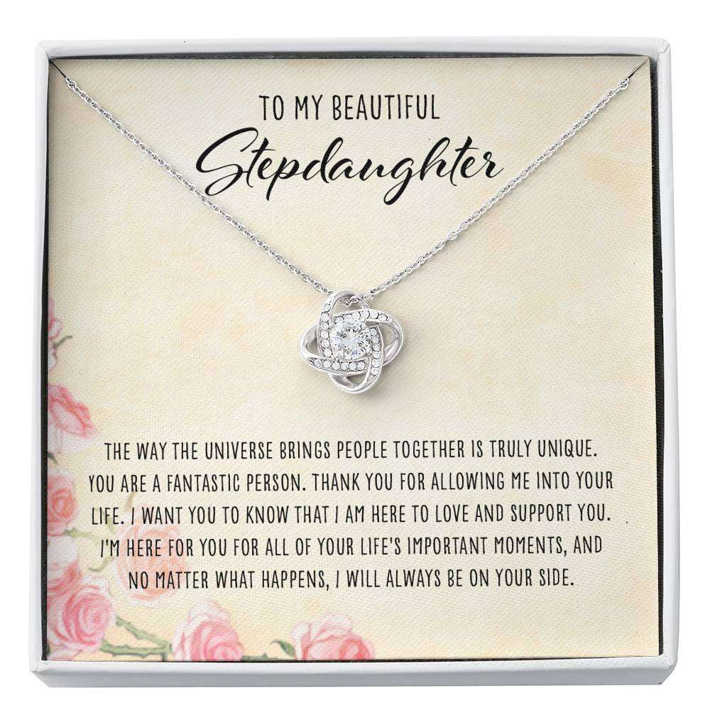 Stepdaughter Necklace, To My Beautiful Stepdaughter “ Love Knot Necklace Gifts For Daughter Rakva