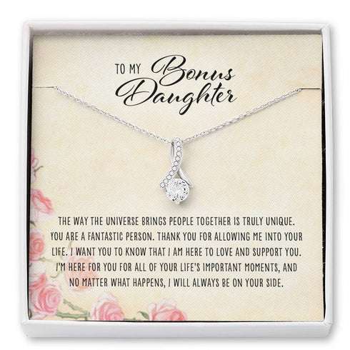 Stepdaughter Necklace, To My Bonus Daughter “ Alluring Beauty Necklace Gifts For Daughter Rakva