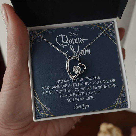 Stepdaughter Necklace, To My Bonus Mum Forever Love Necklace In A Gift Box With Appreciation Message Card Dughter's Day Rakva