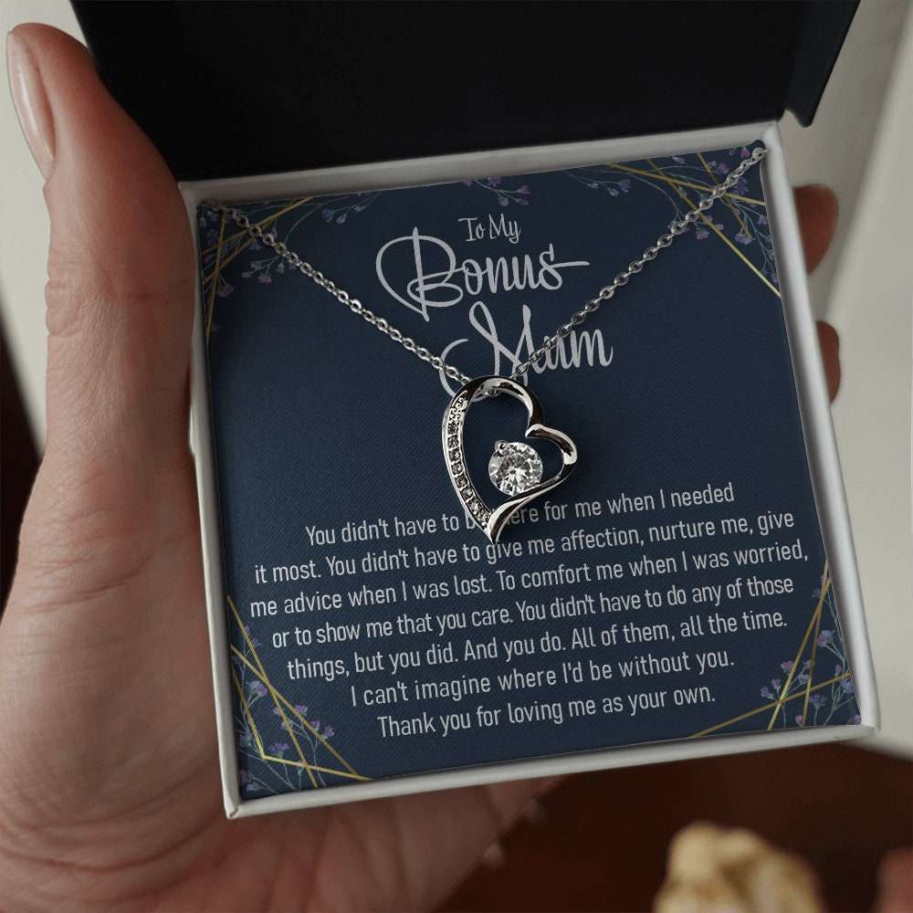 Stepdaughter Necklace, To My Bonus Mum Forever Love Necklace In A Gift Box With Thoughtful Message Card Dughter's Day Rakva