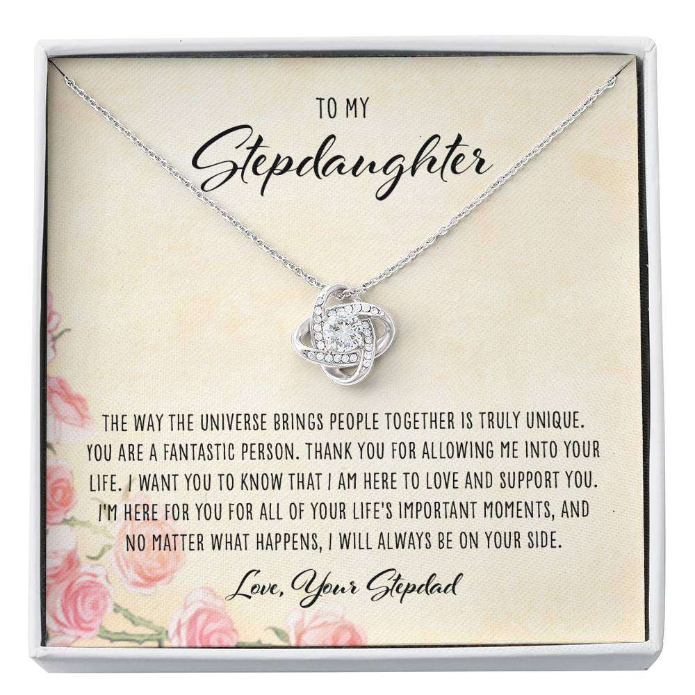 Stepdaughter Necklace, To My Stepdaughter From Stepdad “ Love Knot Necklace Gifts For Daughter Rakva