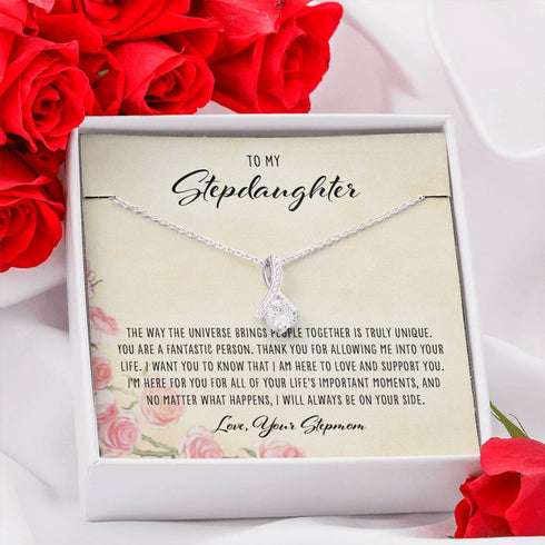 Stepdaughter Necklace, To My Stepdaughter Gift From Stepmom “ Alluring Beauty Necklace Gifts For Daughter Rakva