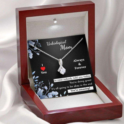 Stepmom Necklace, Amazing Gift For Your Unbiological Mom On Mother’S Day Message Card Necklace Gifts for Mother (Mom) Rakva