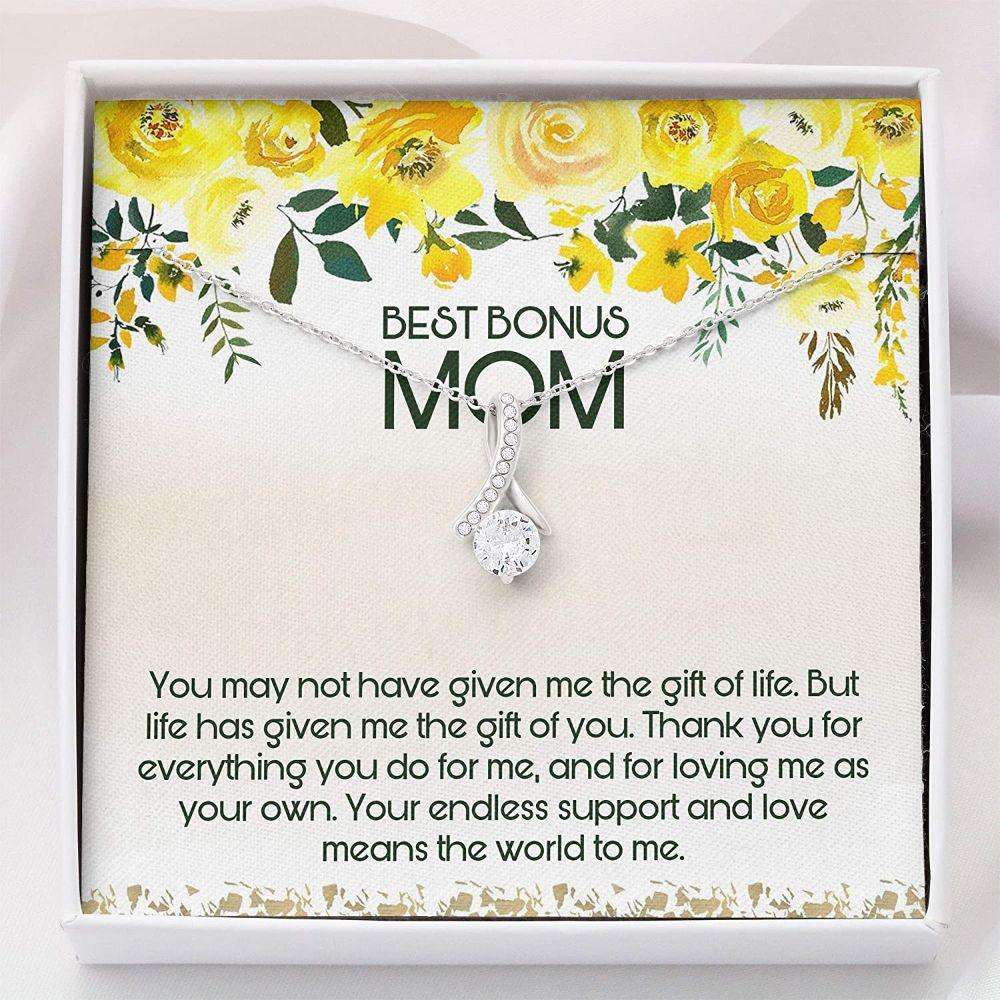 Stepmom Necklace, Best Bonus Mom Necklace “ Step Mom Wedding Gift “ Alluring Beauty Necklace With Gift Box Gifts for Mother (Mom) Rakva