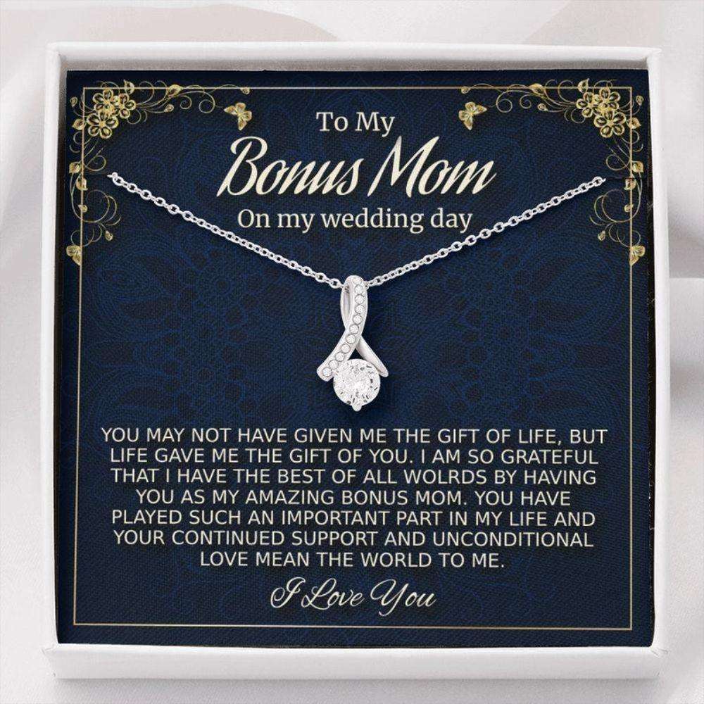 Stepmom Necklace, Bonus Mom Gift On My Wedding Day, Stepmother Wedding Gift From Bride, To Stepmom Of The Bride Gift Gifts for Mother (Mom) Rakva