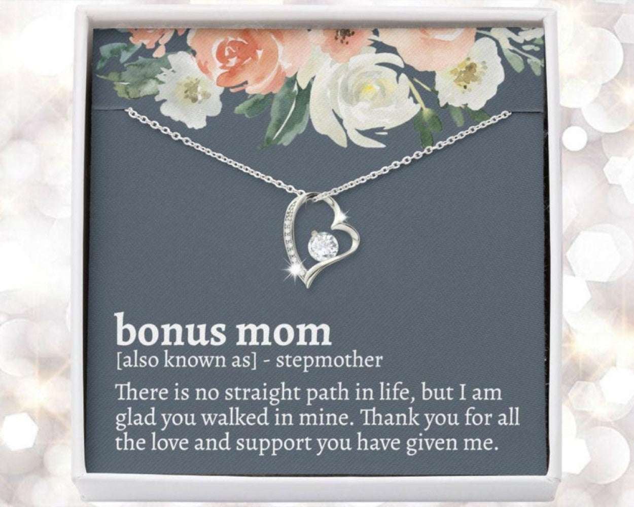 Stepmom Necklace, Bonus Mom Necklace, Unbiological Mom Gift, Stepmom Wedding Gift, Mothers Day Gift For Stepmom Gifts for Mother (Mom) Rakva