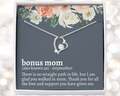 Stepmom Necklace, Bonus Mom Necklace, Unbiological Mom Gift, Stepmom Wedding Gifts for Mother (Mom) Rakva