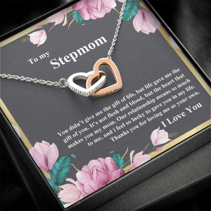 Stepmom Necklace, Gift For Stepmom From Step Daughter, Life Gave Me The Gift Of You Interlocking Necklace Gifts For Daughter Rakva