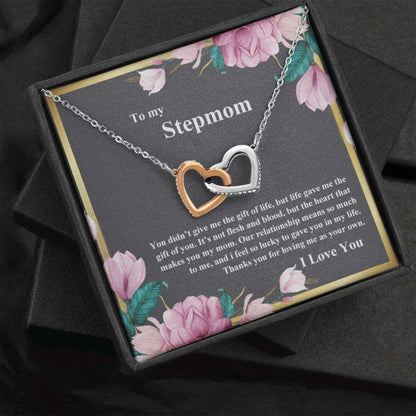 Stepmom Necklace, Gift For Stepmom From Step Daughter, Life Gave Me The Gift Of You Interlocking Necklace Gifts For Daughter Rakva