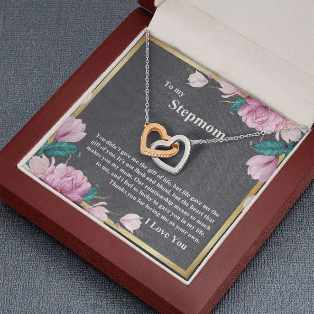 Stepmom Necklace, Gift For Stepmom From Step Daughter, Life Gave Me The Gift Of You Interlocking Necklace Gifts For Daughter Rakva