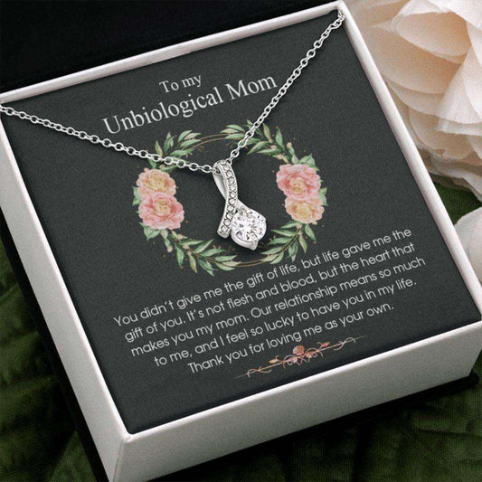 Stepmom Necklace, Gift For Unbiological Mom From Daughter Son, Thank You For Loving Me As Your Own Alluring Necklace Gifts For Daughter Rakva