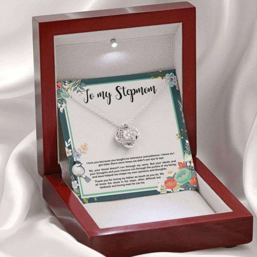 Stepmom Necklace, Mothers Day Necklace To My Stepmom Necklace Thank You For Loving My Father As Much As You Do Love Knot Necklace Gifts for Mother (Mom) Rakva