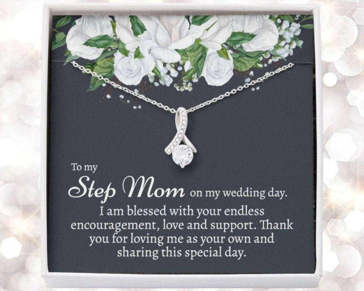 Stepmom Necklace, Stepmom Wedding Day Necklace Gift, Gift To Stepmom From Stepdaughter Bride Gifts For Daughter Rakva