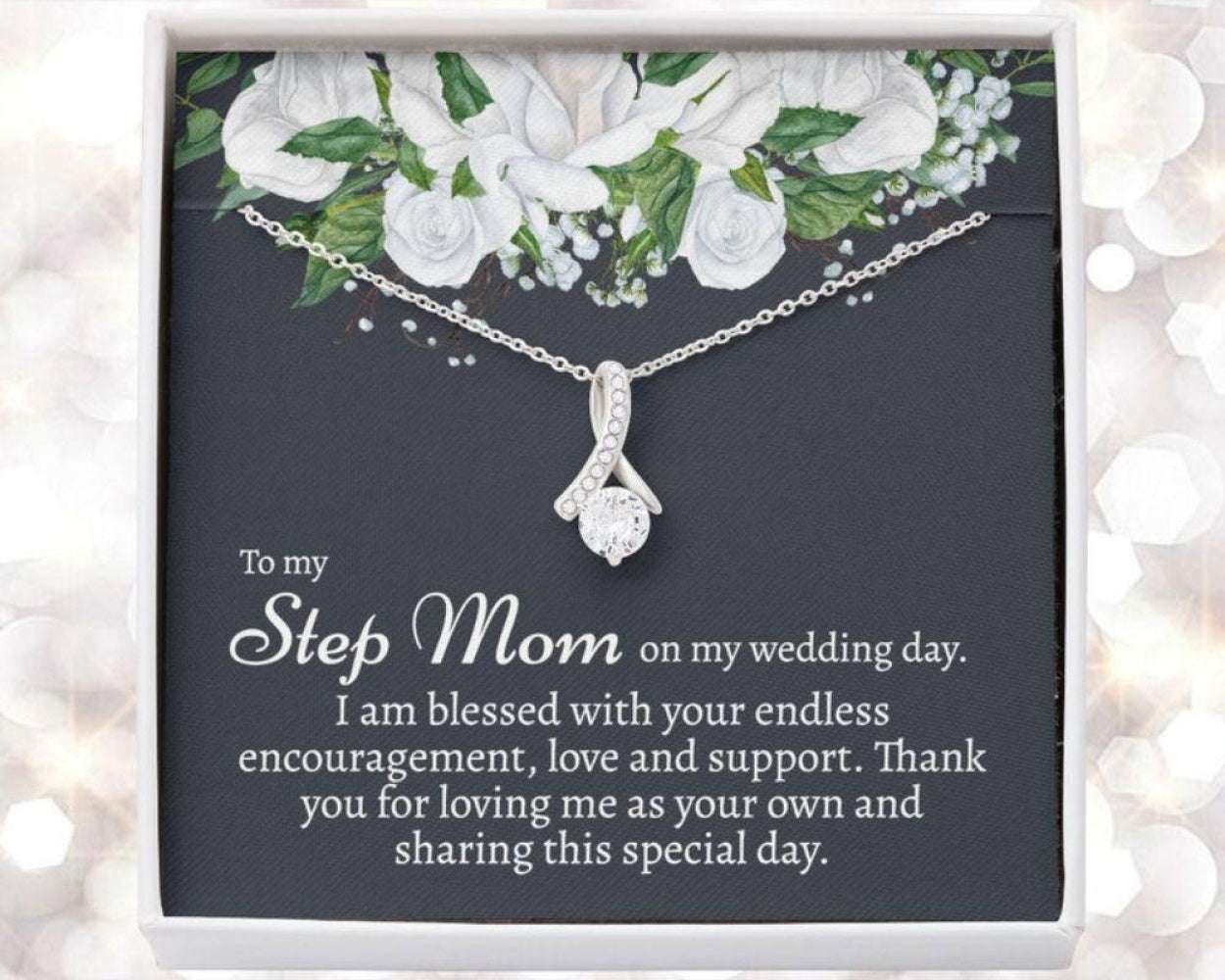 Stepmom Necklace, Stepmom Wedding Gift, Wedding Day Gift To Stepmom From Stepdaughter, Bride To Stepmom Necklace Gifts For Daughter Rakva