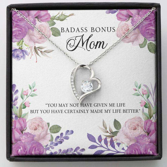 Stepmom Necklace, To My Badass Bonus Mom Œlife-So” Heart Necklace Gift Gifts for Mother (Mom) Rakva