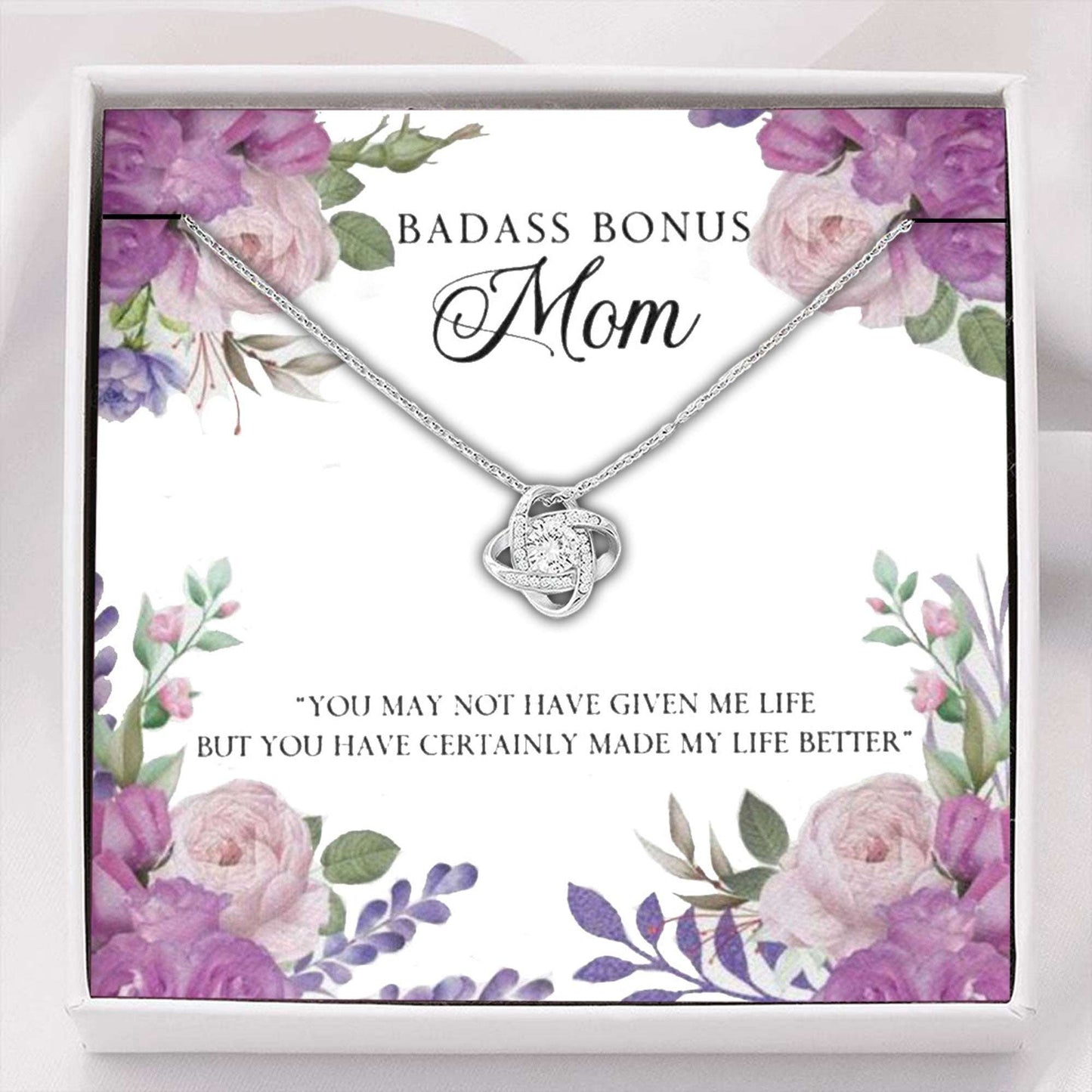 Stepmom Necklace, To My Badass Bonus Mom Œlife-So” Necklace Gift For Stepmom, Mother-In-Law Gifts for Mother (Mom) Rakva