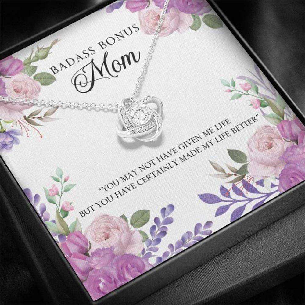 Stepmom Necklace, To My Badass Bonus Mom Œlife-So” Necklace Gift For Stepmom, Mother-In-Law Gifts for Mother (Mom) Rakva