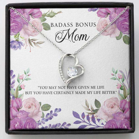 Stepmom Necklace, To My Badass Bonus Mom Œlife-So” Necklace Gift For Stepmom, Mother-In-Law Gifts for Mother (Mom) Rakva