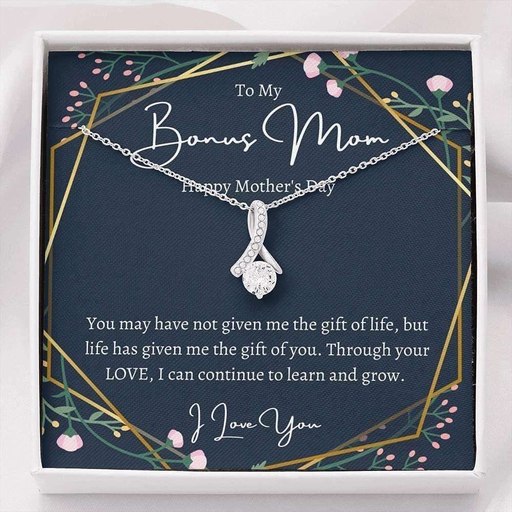 Stepmom Necklace, To My Bonus Mom Happy Mother’S Day Necklace Gift, Stepmom Gift From Stepson Stepdaughter Gifts For Daughter Rakva