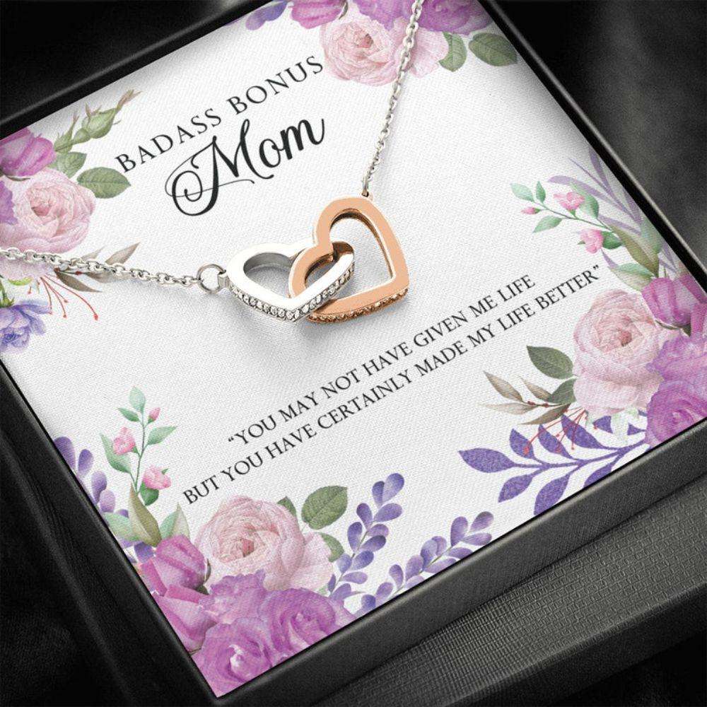 Stepmom Necklace, To My Bonus Mom Mothers Day Necklace, Gift For Bonus Mom, Badass Bonus Mom Necklace Gifts for Mother (Mom) Rakva