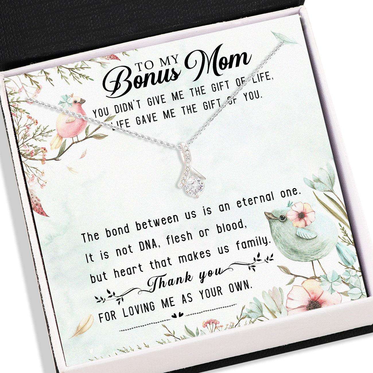 Stepmom Necklace, To My Bonus Mom Necklace Card Message “ Alluring Beauty Necklace, Jewelry For Mom, Mother Gifts Rakva