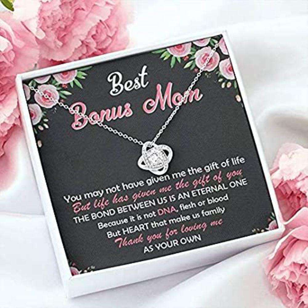 Stepmom Necklace, To My Bonus Mom Necklace “ Thank For You Loving Me As Your Own Gifts for Mother (Mom) Rakva