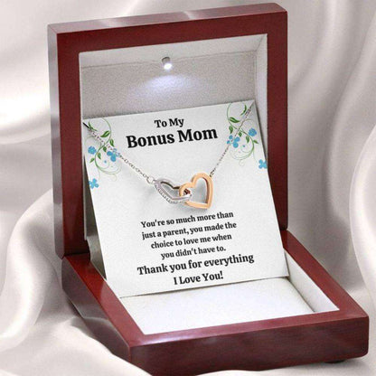 Stepmom Necklace, To My Bonus Mom Œchoice To Love Me” Interlocking Hearts Necklace Gift Gifts for Mother (Mom) Rakva