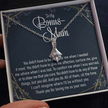 Stepmom Necklace, To My Bonus Mum Alluring Beauty Necklace Thoughtful Message Card Inside Step Mum Gift From Step Child To Stepmother Rakva